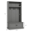 HOMCOM Hall Tree, Entryway Bench W/ Coat Rack, Shoe Cabinet, Black