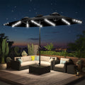AECOJOY 15ft Patio Double-Sided Umbrella, 156 PCS Solar LED Light Outdoor Large Umbrella, Black