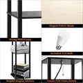 63" Shelf Floor Lamps with Shelves for Living Room Bedroom Office AVV Wood Modern Standing Lamps Black
