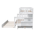 AECOJOY Twin-Over-Full Bunk Bed with Twin size Trundle, Storage and Guard Rail for Bedroom, Espresso