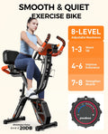 Pooboo 4in1 Folding Exercise Bike Indoor Cycling Bike Stationary Magnetic X Bike Gym Workout 300 lb Easy to Get on/Off