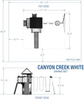 Canyon Creek Cedar Wood Swing Set with Wave Slide, Clubhouse, Play Kitchen, Picnic Area, Belt Swings, Web Swing, Rock Wall, Balconies, Playhouse, Step Ladder, Outdoor Playset