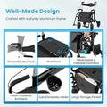 2-in-1 Folding Rollator Walker with Seat, Armrests & 9" All-Terrain Pneumatic Tires, Rolling Walker Wheelchair Combo for Seniors 300LB Capacity