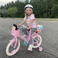 JOYSTAR Little Daisy 14 in Kids Bike for 3 4 5 Years Girls with Handbrake Children Princess Bicycle with Training Wheels Basket Streamer Toddler Cycle Bikes Blue
