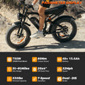 20" Fat Tire Electric Bike for Adults, 1500W Peak Adults Ebike, 48V 15ah Battery Electric Mountain Bike UL2849