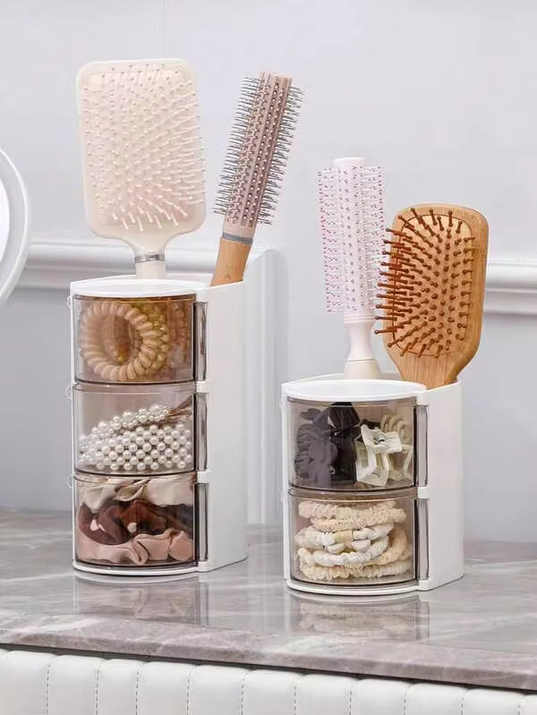 1PC Rotating Hair Accessories Storage Box - Organizer For Makeup Brushes, Combs, Hair Clips, Scrunchies, Hair Claws & Jewelry, Perfect Gift For HalloweenChristmasThanksgiving