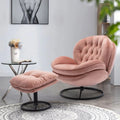 Velvet Swivel Accent Chair with Ottoman Set, Modern Lounge Chair with Footrest and Metal Base Comfy Armchair with 360 Degree Swiveling Single Sofa Chair Accent Chairs for Living Room, Green