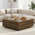 Blotout Square Coffee Table with 2 Large Drawers, 43" Mid Century Modern Coffee Table with Storage, Wood Cocktail Table Center Table with Storage for Living Room, Wood Grain