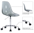 Echoworld Clear Rolling Chair, Armless Desk Chair with Golden Feet Swivel Molded Plastic Shell Adjustable Home Office Chair with Wheels, Clear