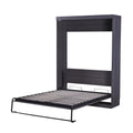 Euroco Wood Full Size Murphy Wall Bed with Wardrobe and Drawers for Living Room, Moveable Wardrobe and Drawers, Space - Saving & Easy Open and Close for Kids Teens Adults, Gray