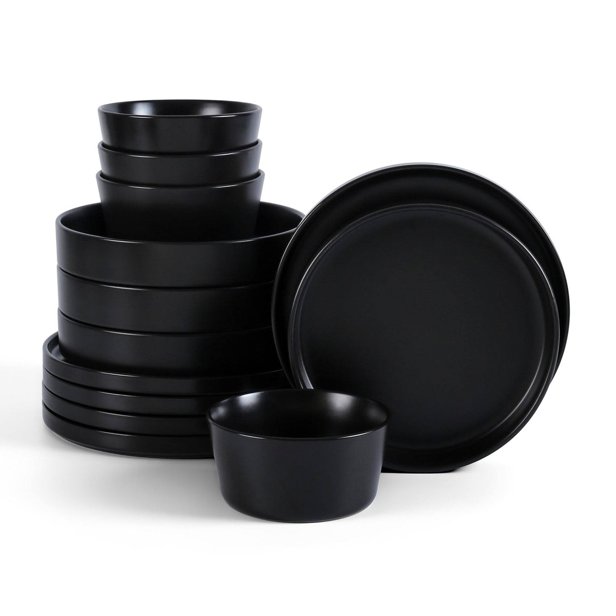 Stone + Lain Celina Stoneware Black Dinnerware Set | 12-Piece 4