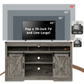 Mayincolor Farmhouse TV Stand for 65+ Inch TV, 34'' Tall Entertainment Center with Sliding Barn Doors, Rustic Wood Media Console Storage Cabinet Television Stand for Living Room, Light Grey