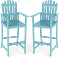 Tangkula Tall Adirondack Chair | Outdoor Acacia Wood Bar Stool with Back
