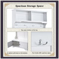 Hall Tree with Upholstered Bench and Coat Rack, Entryway Bench with 3 Hooks, 3 Open Shelves, 2 Drawers & Storage Cabinets, Mudroom Bench with Storage and Hooks for Foyer, Entry Way, Hallway (Beige)
