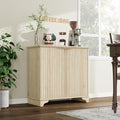Perfect Deals Await Modern Farmhouse Coffee Bar Cabinet �?kitchen Storage Cabinet with Fluted Doors, Sideboard Buffet with Adjustable Shelves for Kitchen, Dining Room, and Living Room, White
