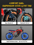 Luckeep M5 Electric Bike for Adults/Teen, 1500W Peak Motor, Max 32MPH, 48V 15AH Battery, Max 60 Miles Electric Motorcycle for Mountains, 20" Fat Tire Electric Dirt Bike, Sand, Road, Full Suspension