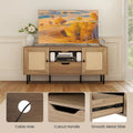 Tangkula Boho TV Stand for 60 Inch TV Entertainment Center with Cabinets and Storage Shelf