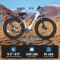 ANCHEER Electric Bike for Adults Peak 1000W Electric Bicycle 48V 15AH Battery Electric Bike 26" x 4.0" Fat Tire Mountain 28MPH 7 Speed Gears Electric Bike, Rear Rack, UL2849