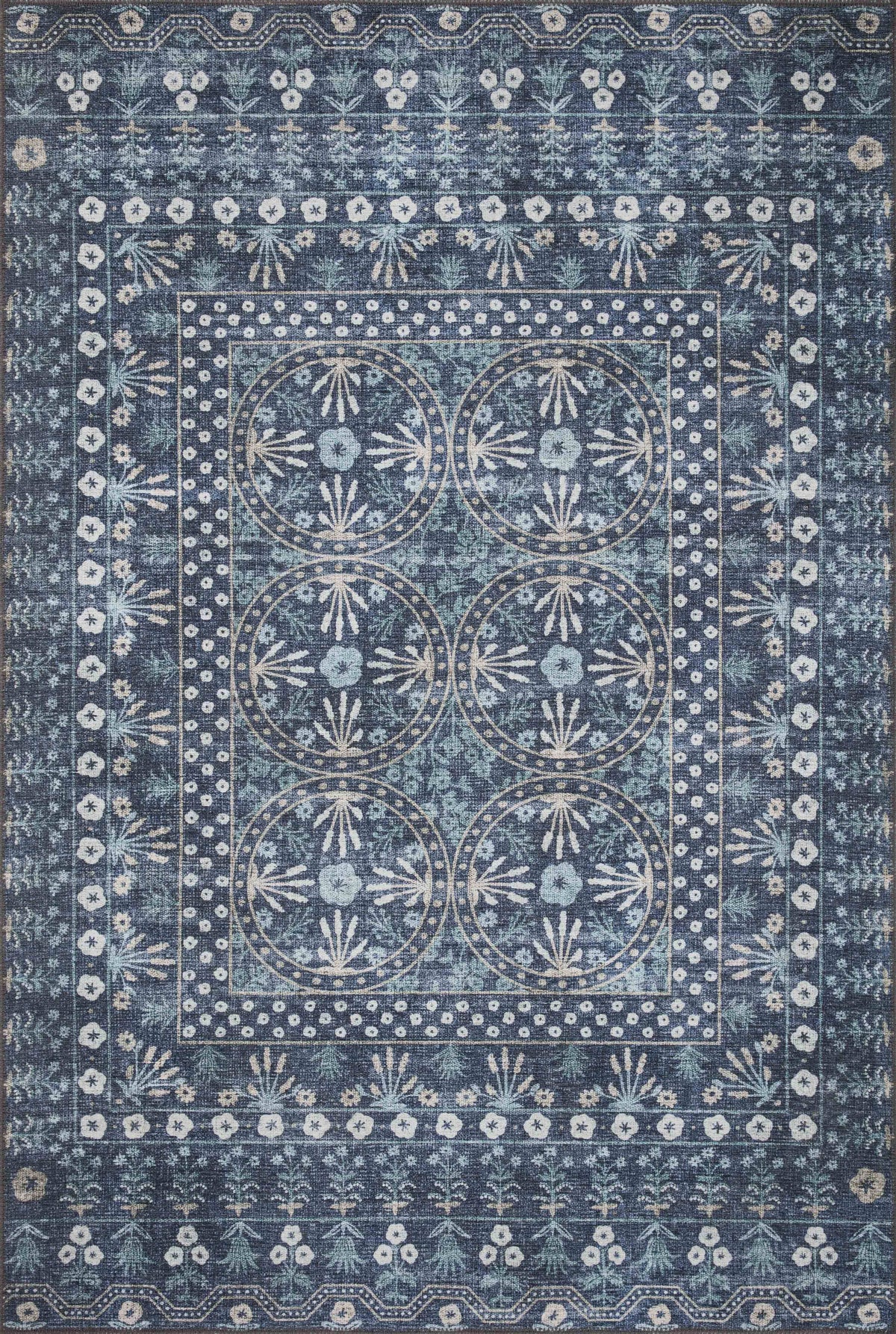 Rifle Paper Co. x Loloi Maison Collection MAO-03 Rosette Blue 18" x 18" Sample Rug