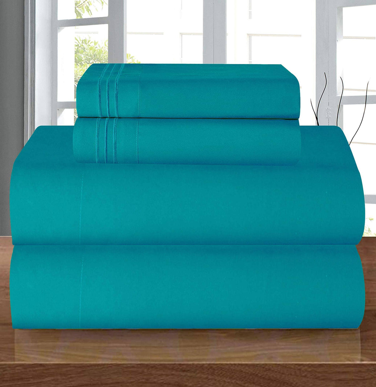 Elegant Comfort Luxury Soft 1500 Thread Count Egyptian 4-Piece Premium Hotel Quality Wrinkle Resistant Coziest Bedding Set, All Around Elastic Fitted