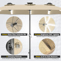 AECOJOY 15ft Patio Double-Sided Umbrella, 156 PCS Solar LED Light Outdoor Large Umbrella, Beige