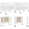 Dream on Me Quinn Full - Size Folding Crib. Removable Wheels. Modern Nursey. Adjustable Mattress Support. Patent Folding System in White