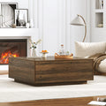 Blotout Square Coffee Table with 2 Large Drawers, 43" Mid Century Modern Coffee Table with Storage, Wood Cocktail Table Center Table with Storage for Living Room, Wood Grain