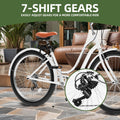 Uforic24'' Beach Cruiser Bike, 7 - Speed, Step - Through Bicycle for Men & Women, Steel Frame, Mint Green