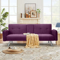 Aukfa 75" Square Arm Futon Convertible Sofa Bed for Home Office, 2 Cup Holders, Linen, Dark Gray