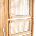 Decmode 79" x 70" Brown Teak Wood Handmade Foldable Partition 4 Panel Room Divider Screen with Woven Rattan Panels, 1 - Piece