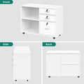 DEXTRUS 3 Drawer Wood Lateral Filing Cabinet with Locks, Printer Stand Storage File Cabinet with Shelves for Home Office, White