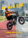 Luckeep M5 Electric Bike for Adults/Teen, 1500W Peak Motor, Max 32MPH, 48V 15AH Battery, Max 60 Miles Electric Motorcycle for Mountains, 20" Fat Tire Electric Dirt Bike, Sand, Road, Full Suspension