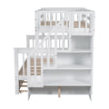 AECOJOY Twin-Over-Full Bunk Bed with Twin size Trundle, Storage and Guard Rail for Bedroom, Espresso