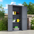 AECOJOY Outdoor Wooden Storage Cabinet Weatherproof, Garden Vertical Storage Shed with 3 Adjustable Shelves