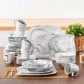 Vancasso 36 Pcs Dinnerware Sets, Plates and Bowls Set for 6, Porcelain Dinner Set, Marble Gray