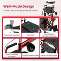 2-in-1 Folding Rollator Walker with Seat, Armrests & 9" All-Terrain Pneumatic Tires, Rolling Walker Wheelchair Combo for Seniors 300LB Capacity