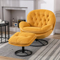Velvet Swivel Accent Chair with Ottoman Set, Modern Lounge Chair with Footrest and Metal Base Comfy Armchair with 360 Degree Swiveling Single Sofa Chair Accent Chairs for Living Room, Green