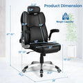 Executive 3D Kneading Massage Office Chair w/ Remote Control, PU Leather Computer Desk Chair w/ Flip-up Armrests, Adjustable Headrest & Lumbar Support