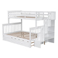 AECOJOY Twin-Over-Full Bunk Bed with Twin size Trundle, Storage and Guard Rail for Bedroom, Espresso