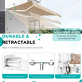 AECOJOY 10'×8' Manual Retractable Awning Sun Shade, Patio Awning Canopy