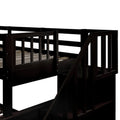 AECOJOY Twin-Over-Full Bunk Bed with Twin size Trundle, Storage and Guard Rail for Bedroom, Espresso