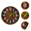 HOMEMAXS Kids Bedroom Wall Clock Simple Mute Wooden Clock Round Wall Decor Precise Wall Clock