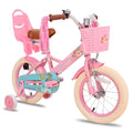 JOYSTAR Little Daisy 14 in Kids Bike for 3 4 5 Years Girls with Handbrake Children Princess Bicycle with Training Wheels Basket Streamer Toddler Cycle Bikes Blue