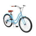 Uforic24'' Beach Cruiser Bike, 7 - Speed, Step - Through Bicycle for Men & Women, Steel Frame, Mint Green