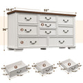 Enhomee Wood Dressers for Bedroom with 9 Drawers White Dresser Chest of Drawers for Living Room