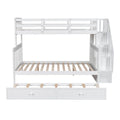 AECOJOY Twin-Over-Full Bunk Bed with Twin size Trundle, Storage and Guard Rail for Bedroom, Espresso