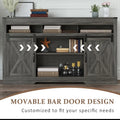 Mayincolor Farmhouse TV Stand for 65+ Inch TV, 34'' Tall Entertainment Center with Sliding Barn Doors, Rustic Wood Media Console Storage Cabinet Television Stand for Living Room, Light Grey