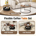 Tangkula Round Nesting Coffee Table Set of 2 with Fabric Storage Basket & Metal Frame