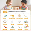 Corner Kids Kitchen Playset with Trash Can, Real Lights & Sounds, 2-Door Fridge, 22 Accessories, Wooden Pretend Play Kitchen for Toddlers 3+