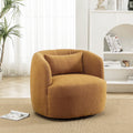 34" Wide Boucle Swivel Barrel Chair, No Assembly Round Upholstered Armchair Accent Chair Single Sofa Chair with Toss Pillow for Living Room and Bedroom, Taupe